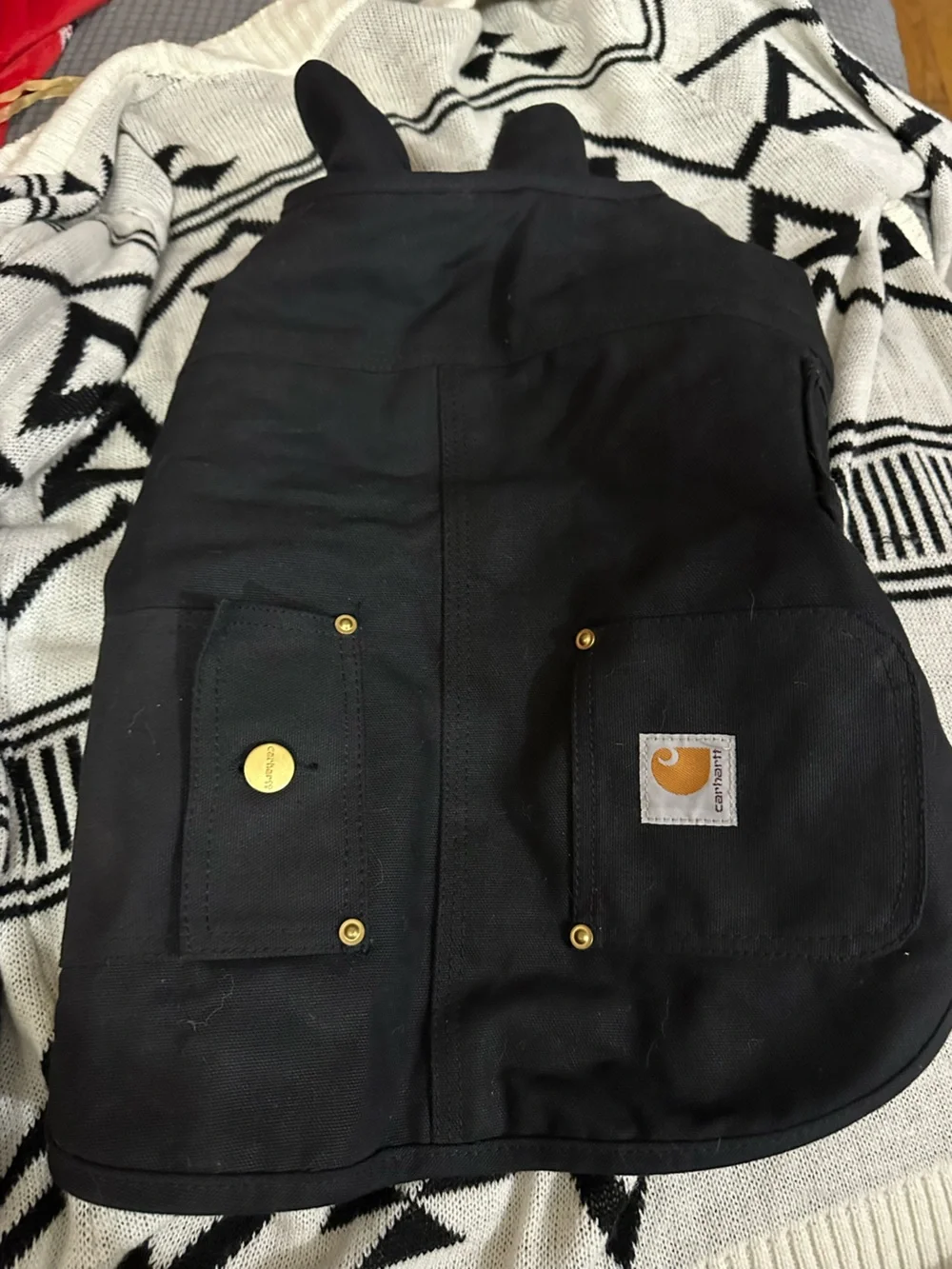 Carhartt Black Canvas Dog Vest with Brass-Accent Pockets